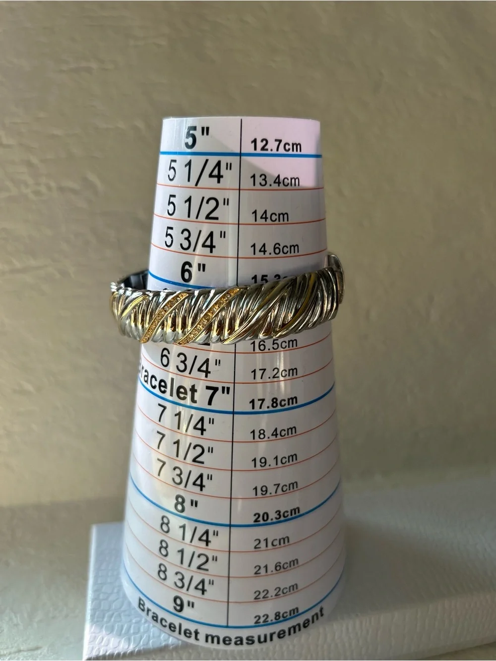 Silver and Gold-Tone Crystal Wrap Bangle Bracelet